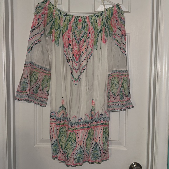 Lilly Pulitzer Nevie Off The Shoulder Dress Coconut Coast Engineered Sz XS NWOT - Picture 5 of 8